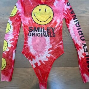 Zara x Smiley Originals Red Tie-Dye Bodysuit